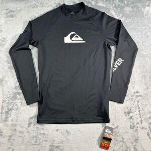Quiksilver Mens Long Sleeve Rash Guard UPF 50 Sun Protection Black Size M